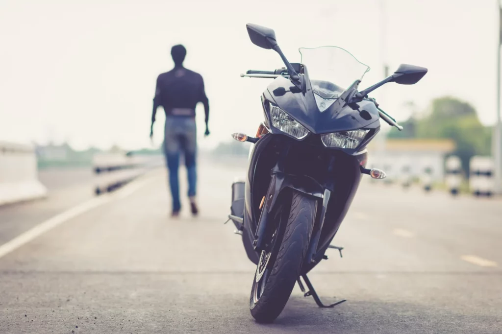 motorbiker with helmet